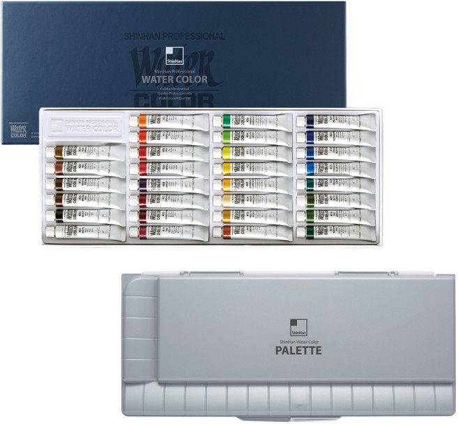 신한화구 전문가 수채화 물감 + 수채화 42칸 팔레트, 7.5ml, 30색