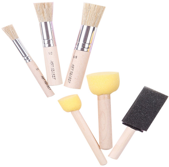 아트시크릿 2836S 돈모스텐실 스펀지브러쉬, 브러쉬 6종, 2세트