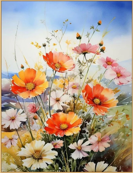 創彩 鑽石畫組 40 x 30cm, 春暖花開 + 金色, 1組