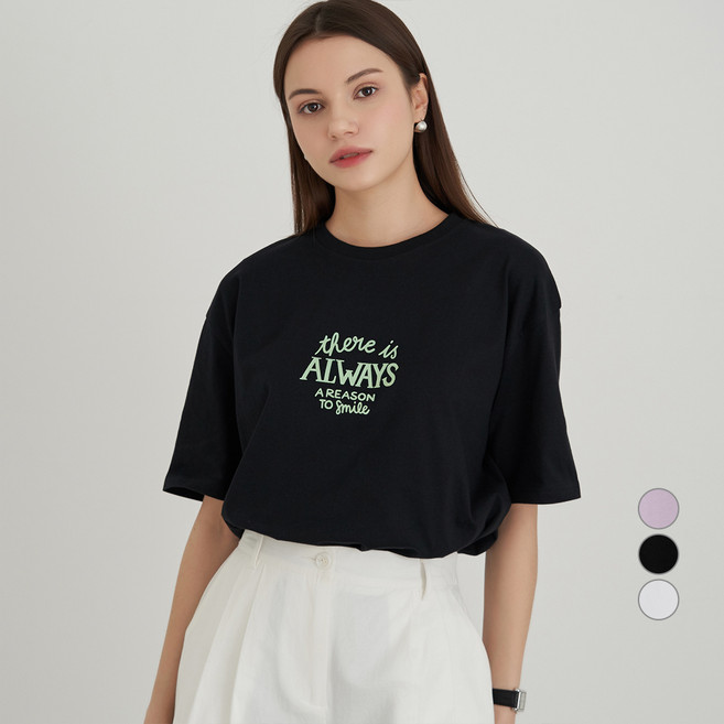 ELLE GIRL 여성용 통기성 루즈핏 올웨이즈 프린트 반팔 티셔츠