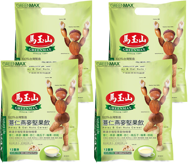 馬玉山 薏仁燕麥堅果飲, 360g, 4袋