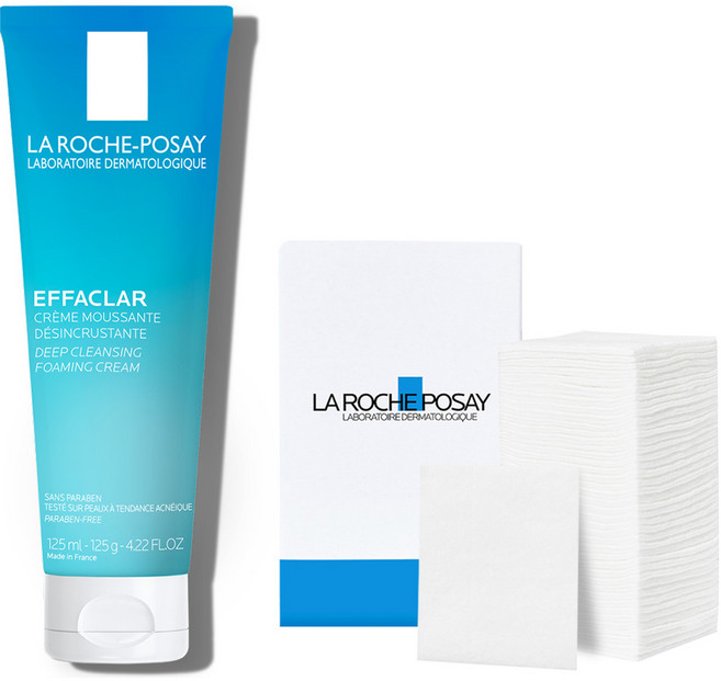 라로슈포제 에빠끌라 딥 클렌징 포밍 크림 125ml + 순면 패드 화장솜 40매 세트, 1세트