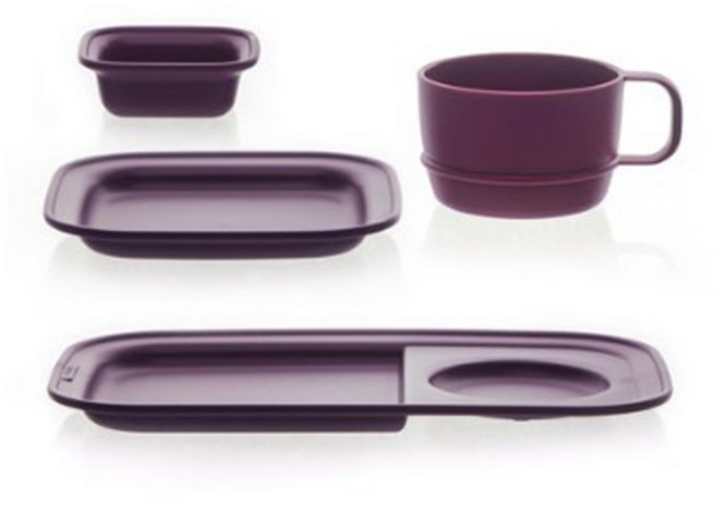 나인웨어 올디너리 테이블 시리즈 브런치 세트 4p, 빈티지바이올렛, 트레이 + 스프컵 + 소스볼 + 사각접시, 1세트
