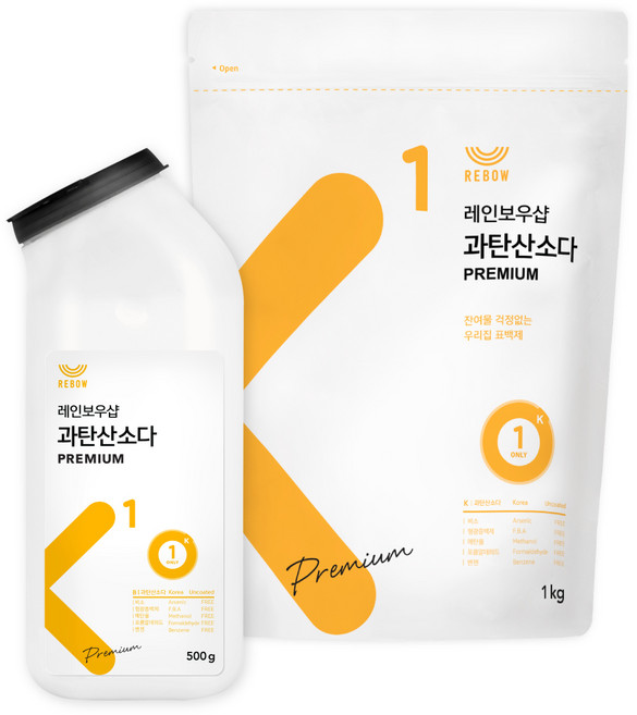 레인보우샵 과탄산소다 프리미엄 톡톡이 500g + 리필 1kg 세트, 1세트