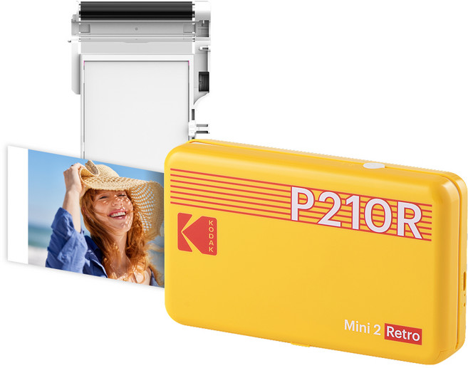 코닥 미니 2 레트로 포토프린터+카트리지 8매, P210R, Yellow
