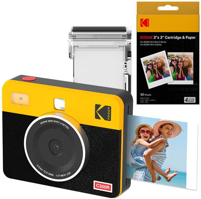 코닥 미니샷3 레트로 즉석카메라 + 카트리지 38p 세트 C300R 옐로우, C300R(옐로우), 1세트