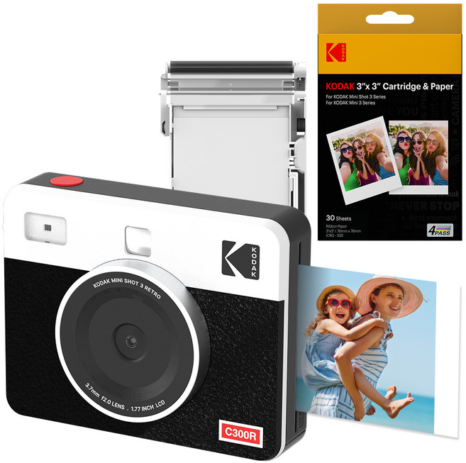 코닥 미니샷3 레트로 즉석카메라 + 카트리지 38p 세트 C300R 화이트, C300R(화이트), 1세트