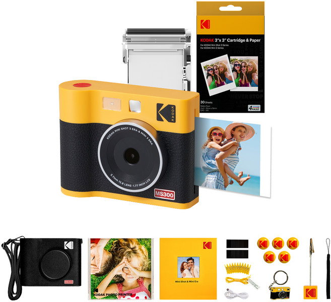 코닥 미니샷3 ERA 즉석카메라 MS300 + 카트리지 38p + 액세서리 세트, MS300(옐로우), 1세트