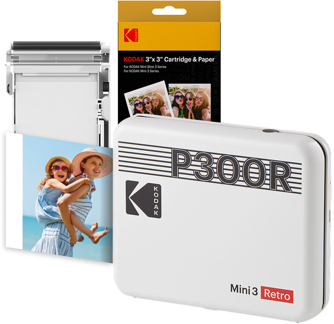 KODAK 柯達 Mini 3 復古相片印表機 相片沖印機 相紙匣 38張, 白色, P300R