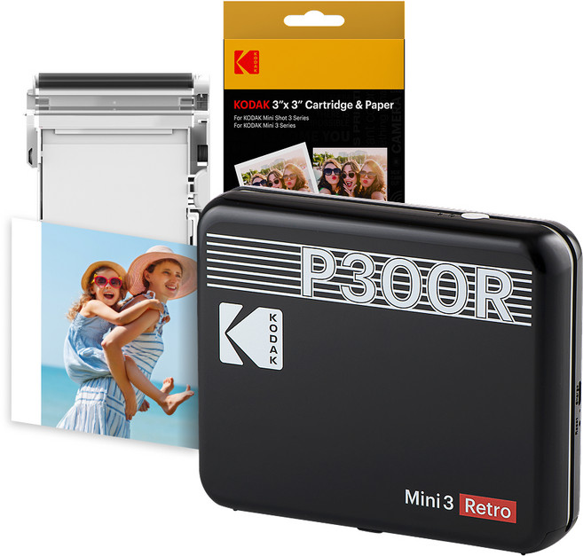 코닥 미니 3 레트로 포토프린터 사진인화기 카트리지 38p, P300R, 블랙