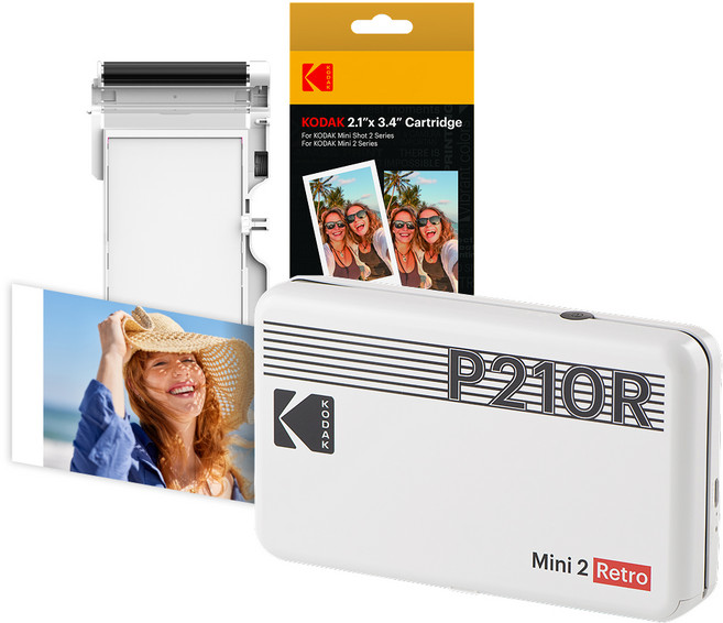 코닥 미니 2 레트로 포토프린터 사진인화기 카트리지 38p, P210R, 화이트