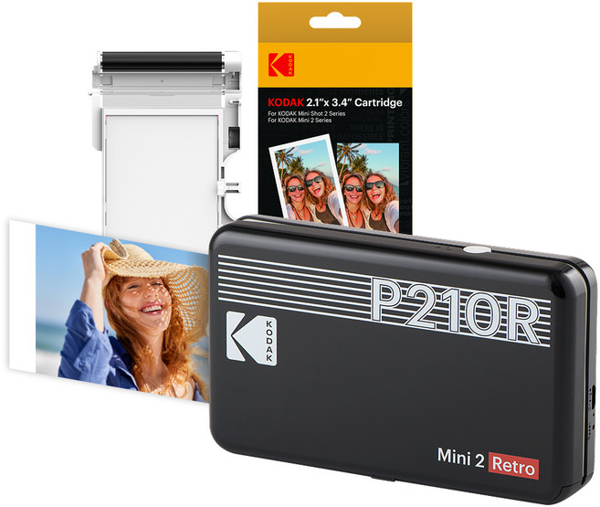 코닥 미니 2 레트로 포토프린터 사진인화기 카트리지 38p, P210R, 블랙
