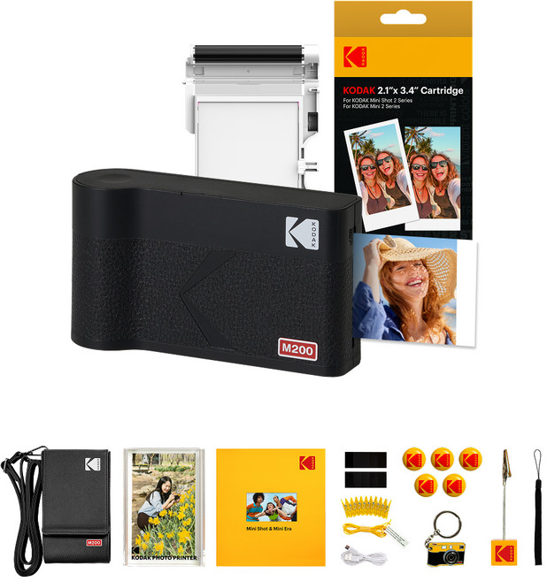 KODAK 柯達 Mini 2 ERA 相片印表機 M200 + 卡匣 + 配件組, 黑色
