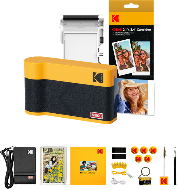 KODAK 柯達 Mini 2 ERA 相片印表機 M200 + 卡匣 + 配件組, 黃色