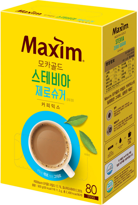 맥심 모카골드 스테비아 제로슈거 커피믹스, 1개, 11.5g, 80개입