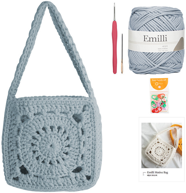 yarna 에밀리 모티브백 DIY패키지, 1세트, 13 쿨그레이