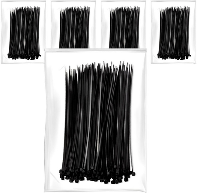 초강력 케이블타이 200p, 5개, 블랙