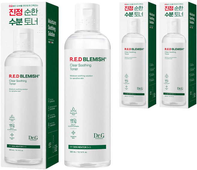 닥터지 레드 블레미쉬 클리어 수딩 토너, 300ml, 3개
