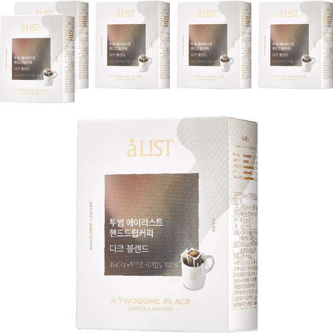 aLIST 투썸플레이스 핸드드립 커피 다크블렌드, 7g, 5개입, 6개