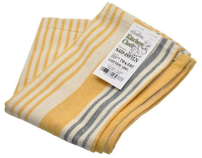 DULTON 100%印度綿 家事布 擦拭巾 70 x 50cm 黃色/海軍藍, 1個
