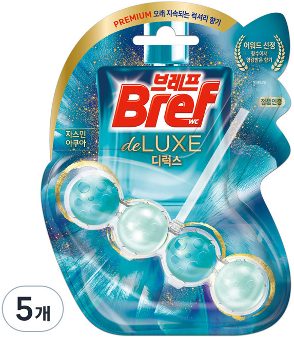 브레프 디럭스 변기세정제 자스민 아쿠아, 50g, 5개