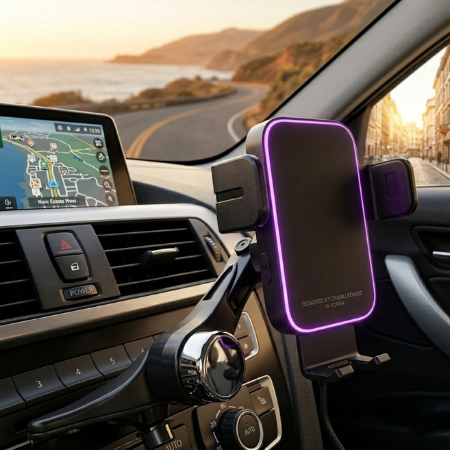 카멜레온360 차량용 무선충전 CD슬롯 핸드폰 거치대, 블랙, CM360-JOY-Z-CD