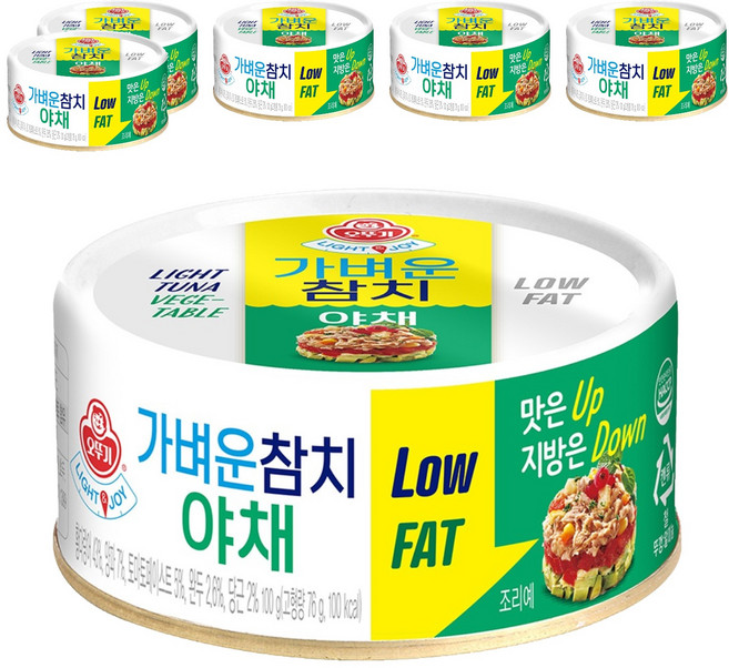 오뚜기 가벼운 참치 야채, 100g, 6개