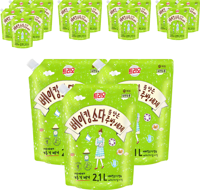 트리오 베이킹소다를 담은 주방세제, 2.1L, 18개