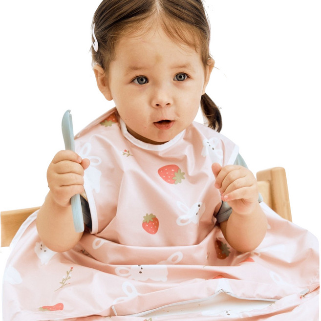 베이비클로 유아용 식탁일체형 자기주도 턱받이 나시 일반형, 토끼핑크, 1개입, 1개