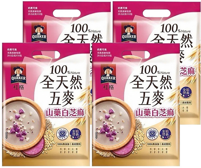 QUAKER 桂格 全天然五麥 山藥白芝麻 10入, 295g, 4袋
