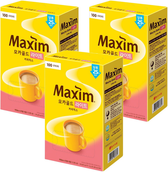 맥심 모카골드 라이트 커피믹스, 11.8g, 100개입, 3개