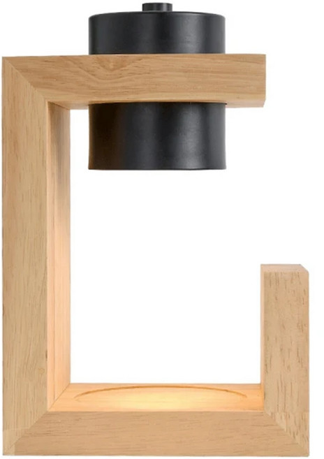 理享家 日式幾何造型融蠟燈組 蠟燭燈 + 鹵素燈泡2顆, 原木黑燈罩