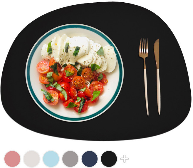 소이믹스 블링 조약돌 방수 가죽 테이블 매트, 블랙, 42 x 32cm, 1개