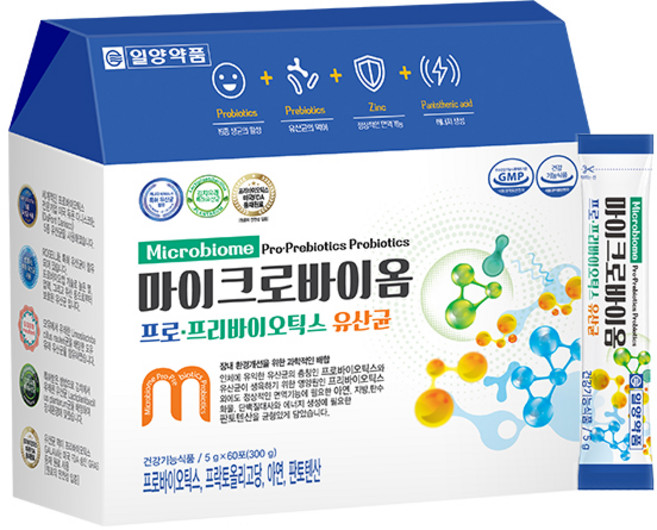 일양약품 마이크로바이옴 프로 프리바이오틱스 유산균, 60개, 5g