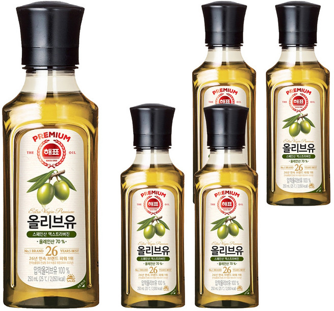 해표 압착 올리브유, 250ml, 5개