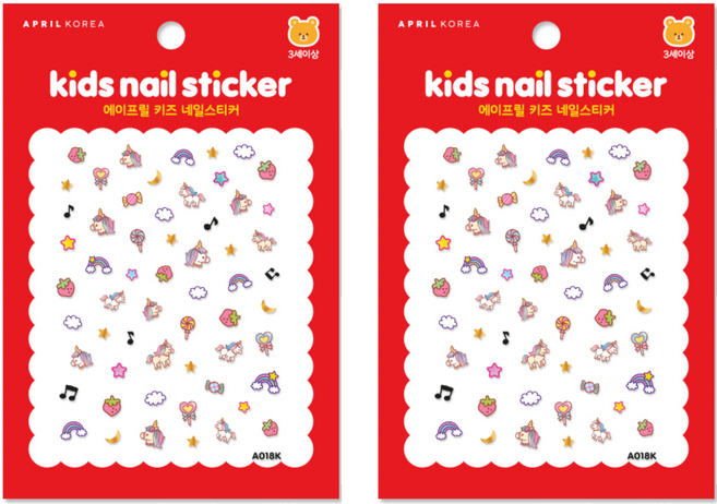 에이프릴네일 키즈 네일 스티커, 유니콘(A018K), 2개