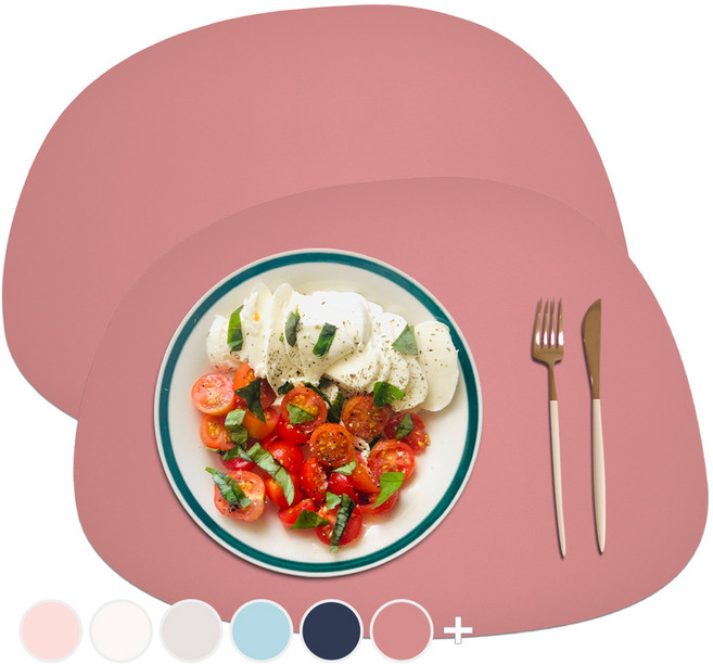 소이믹스 블링 조약돌 방수 가죽 테이블 매트 2p, 인디로즈, 42 x 32cm, 2개