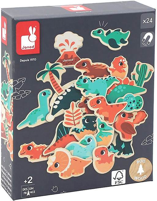 法國Janod 我愛小恐龍-遊戲磁吸片, 24張, 1本