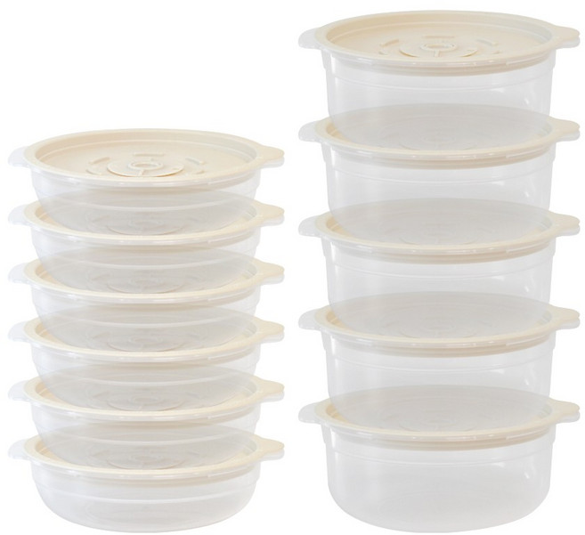 토마톰스 냉동밥 전자레인지 뚜껑 용기 450ml 6p + 600ml 5p, 크림, 1세트