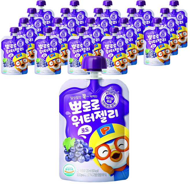 팔도 뽀로로 워터젤리 포도, 120ml, 20개