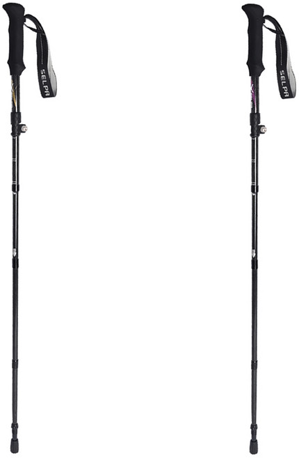 SELPA 御淬碳纖維折疊四節外鎖快扣登山杖, 金色 + 紫色, 2支