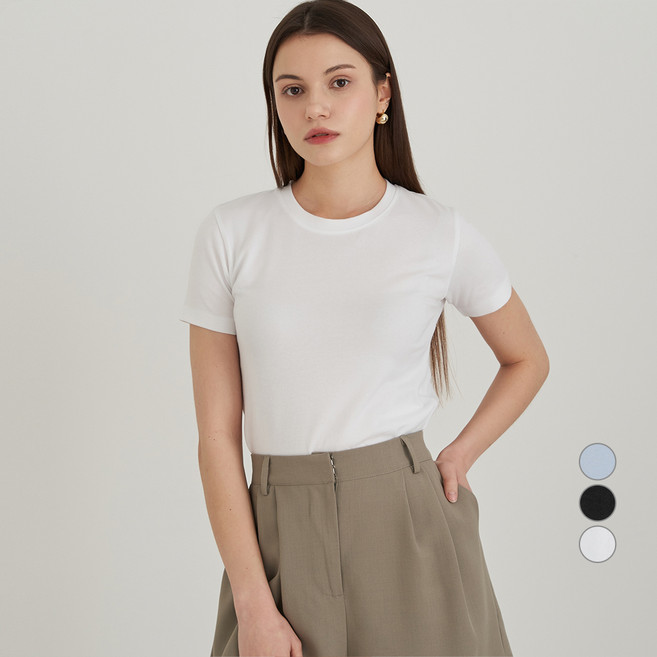 ELLE GIRL 여성용 통기성 슬림핏 크롭 반팔 티셔츠