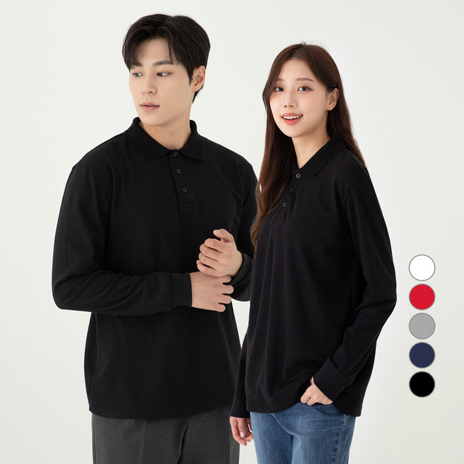 CARET PK長袖Polo衫, 黑色