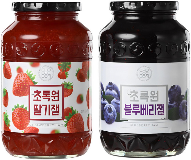 초록원 딸기잼 1kg + 블루베리잼 1kg, 1세트