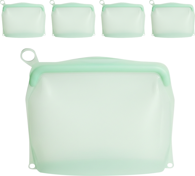 OUTSY 可密封 果凍QQ 矽膠食物夾鏈袋 顏色隨機 500ml 90g, 小巧款(18.8 x 4.6 x 16.5cm), 1個, 5個