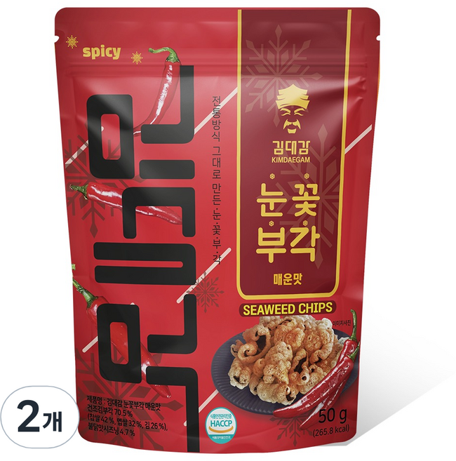 김대감 눈꽃부각 매운맛, 2개, 50g