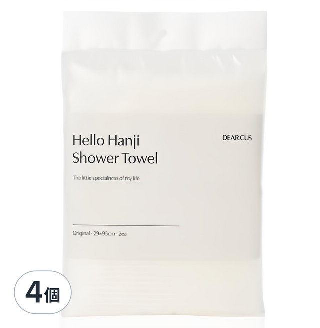 DEARCUS 你好韓紙沐浴巾, 4個, 2入, 米白色