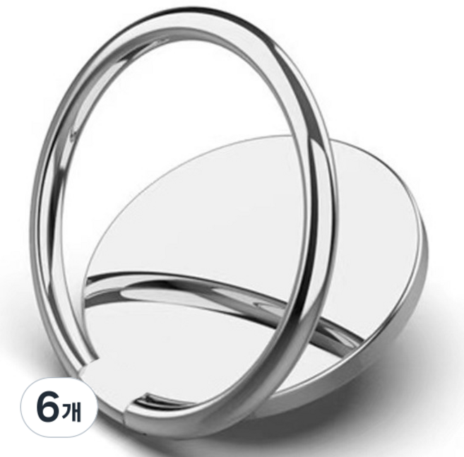 다연경 심플 오링 원형 스마트 톡 거치대 JJ033, 실버, 6개