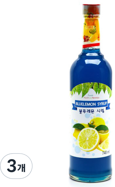 쥬피터 블루레몬 시럽, 740ml, 3개