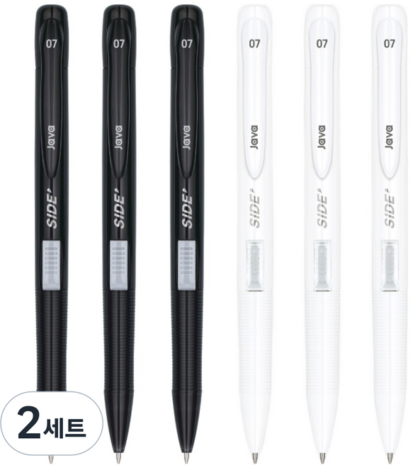 JAVAPEN 側壓觸控原子筆 0.7mm 2款 x 3入組, 白色, 黑色, 2套